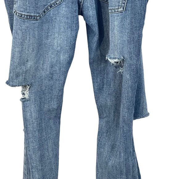 Free People SZ 25 Milo Denim Jean Overalls Distressed Pockets Side Zip Womens - Picture 9 of 12